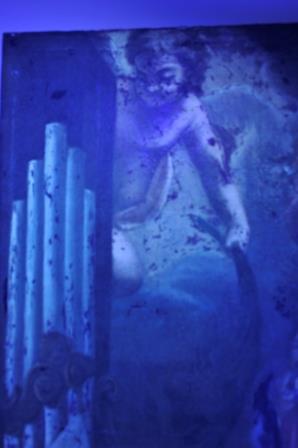 Santa cecilia che suona diagnostica per immagini particolare su dipinto ultravioletto