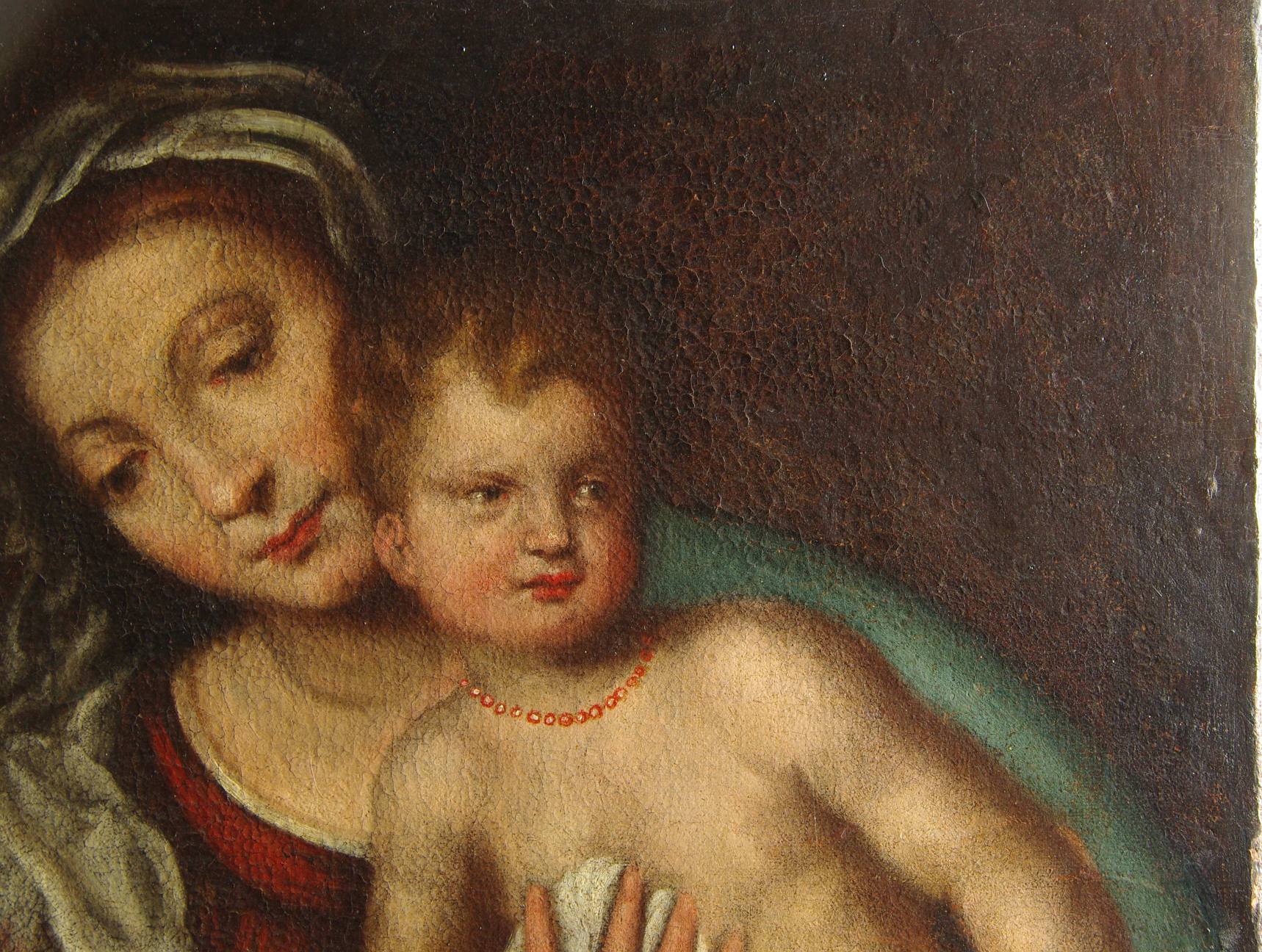 Madonna con bambino Tiziano Collezione Privata particolare del bambino diagnostica per immagini